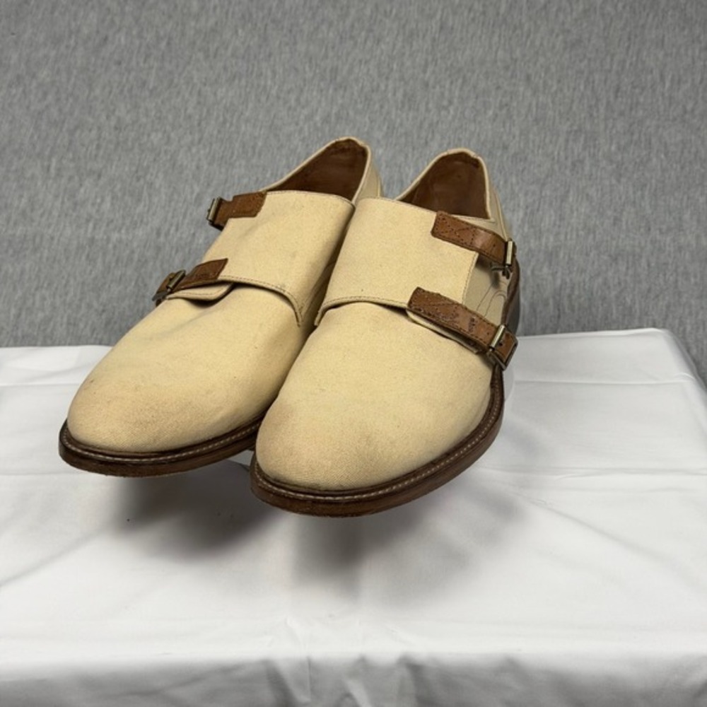Donald J Pliner ZANDE-WA Mens Beige Canvas Double Monk Strap‎ Shoes Size 14M